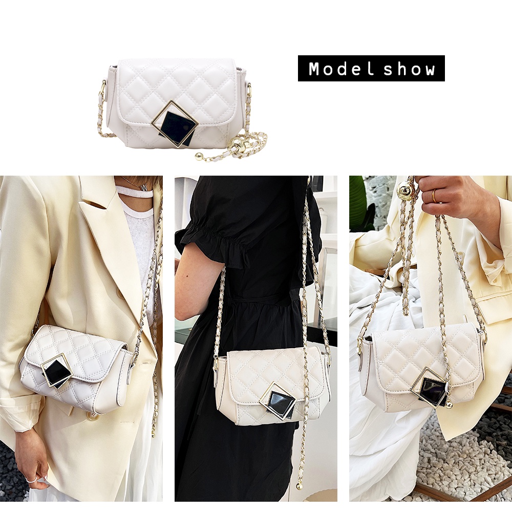 Túi xách nữ đeo chéo dây xích mini vintage da mềm dáng vuông hai ngăn thời trang cao cấp sang trọng phong hàn quốc