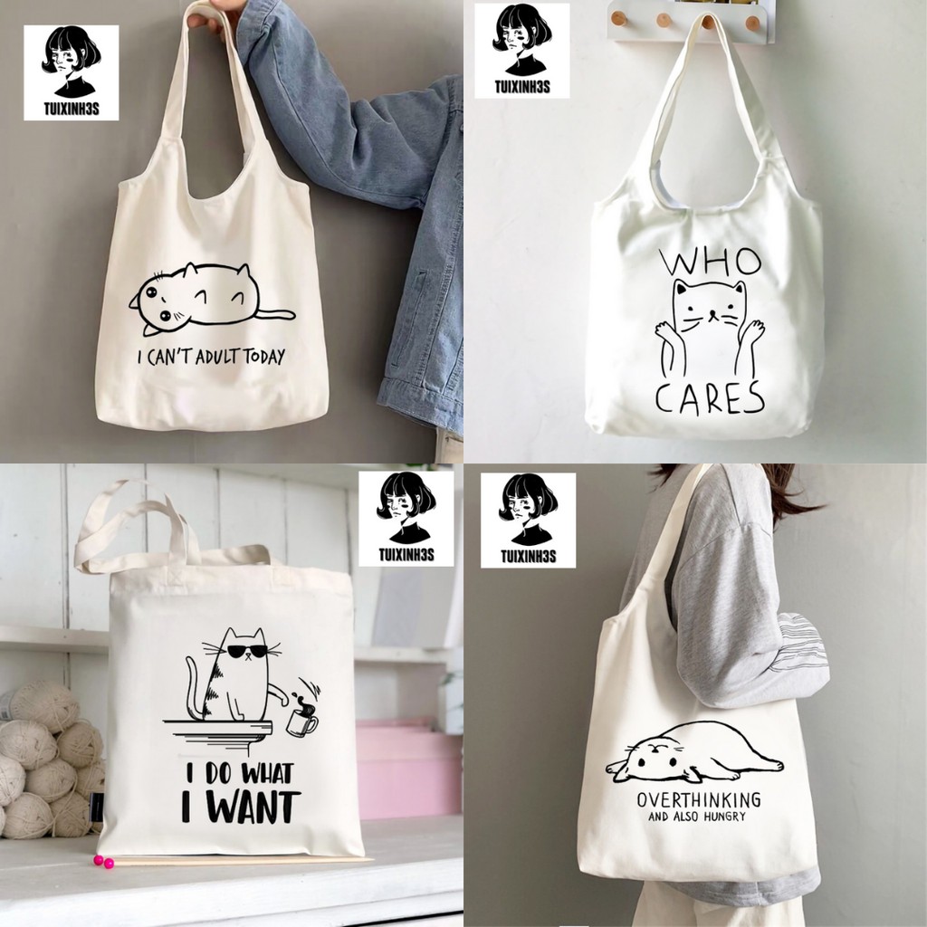 Túi vải đeo vai ❤Túi tote Vải Bố Hình Ami ( Có Khóa Kéo )