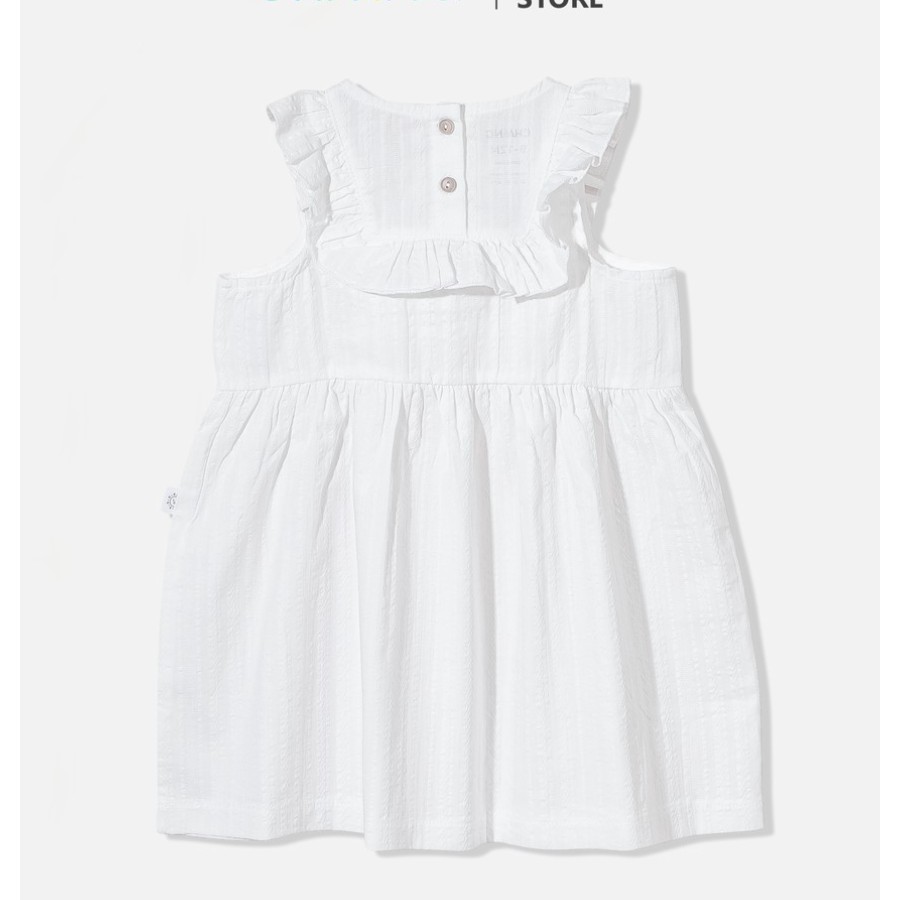 Váy cổ bèo CHAANG summer trắng cho bé gái