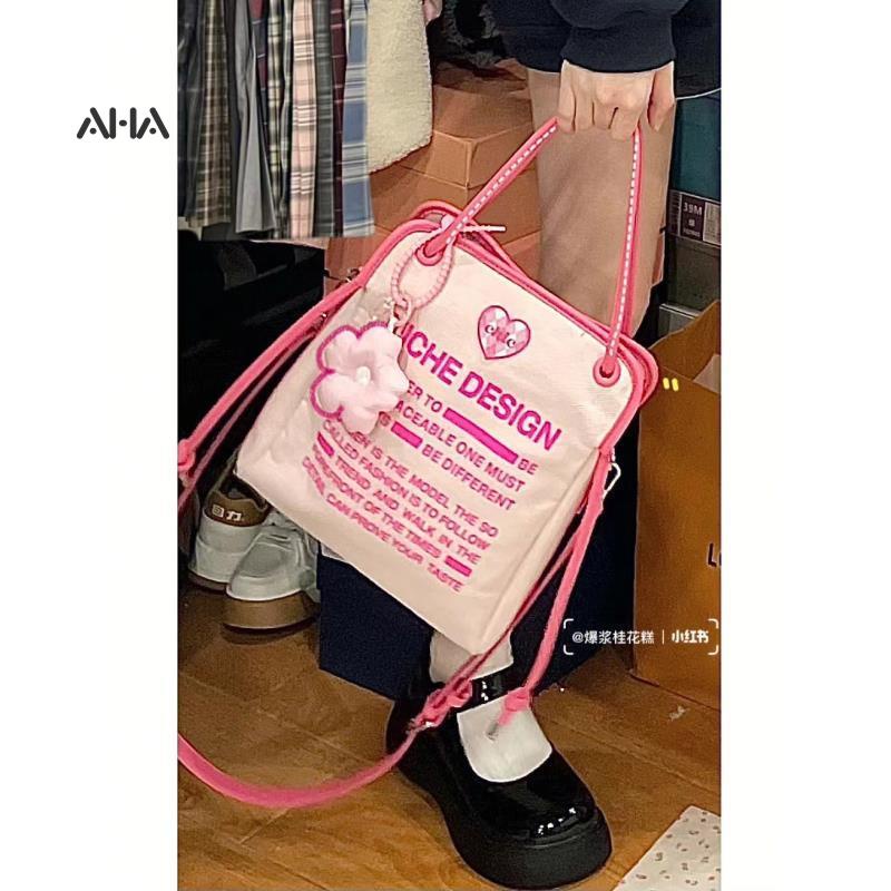 Túi đeo vai AHA official vải canvas in họa tiết kiểu cổ điển dễ phối đồ thời trang cho nữ