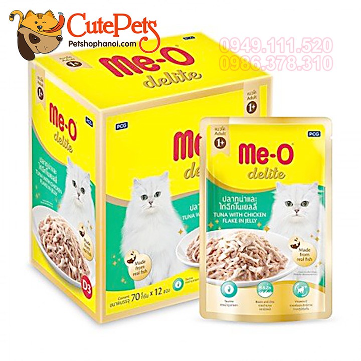 Thức ăn ướt xốt Me-O Delite 70g Dành cho mèo lớn