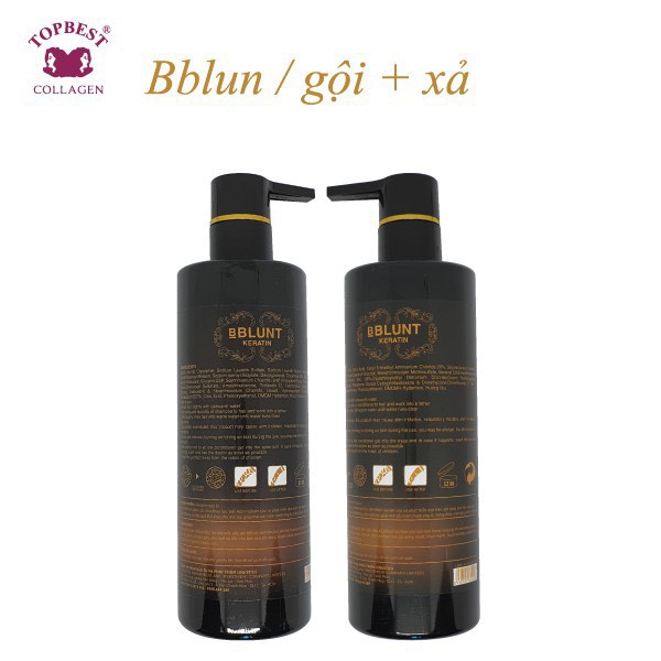 Cặp Dầu Gội xả BBLUNT Keratin 500ml x2 Tặng kèm 1 Serum dưỡng tóc Topbest