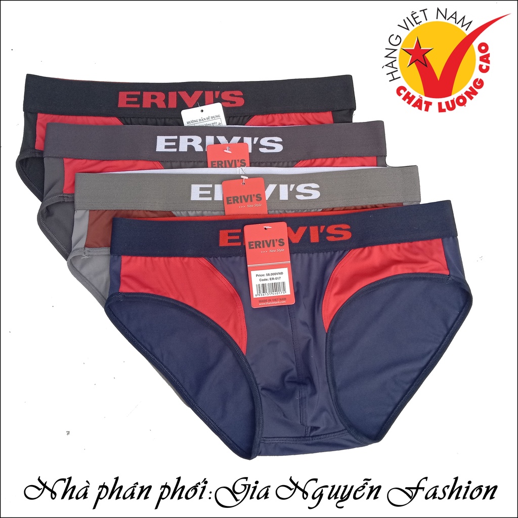 [HCM]Bộ 4 Quần lót nam Tam giác Thun lạnh ERIVIS VN Cao cấp