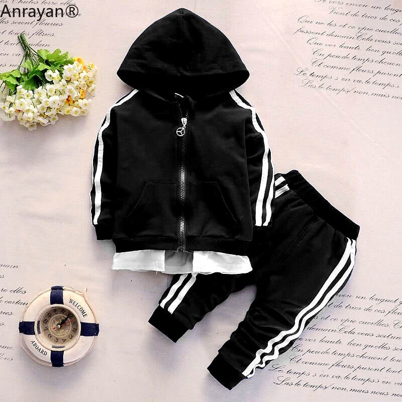 Bộ Đồ Thể Thao 2 Món Áo Khoác Hoodie Vải Cotton Phối Quần Dài Thời Trang Mùa Xuân 2020 Cho Bé