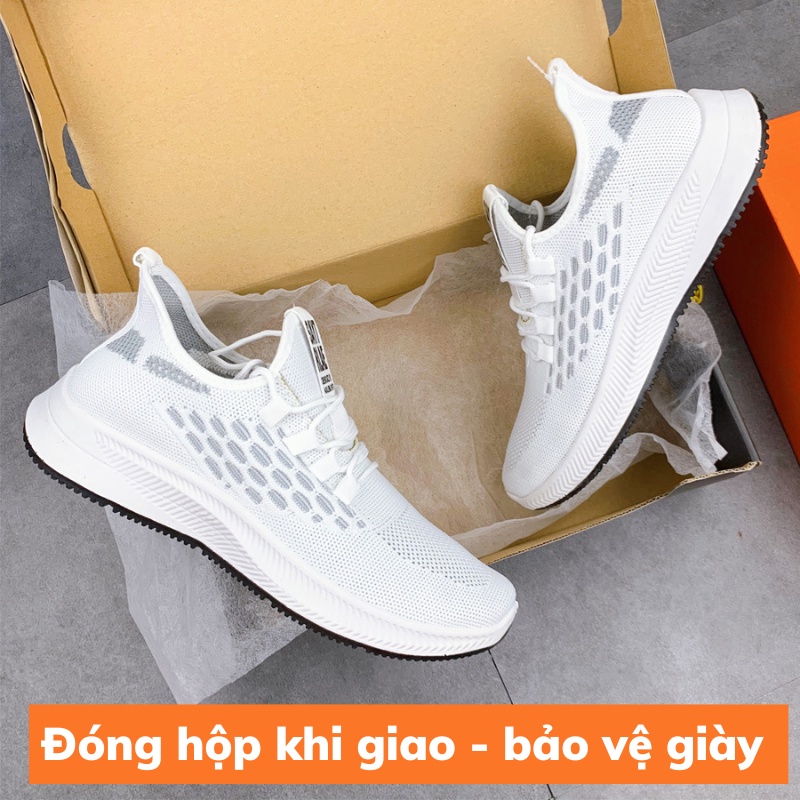 Giày thể thao nam sneaker trắng ZAVAS bằng lưới thời trang đế cao 3cm form giày gọn gàng dễ mặc đồ đi êm chân S361