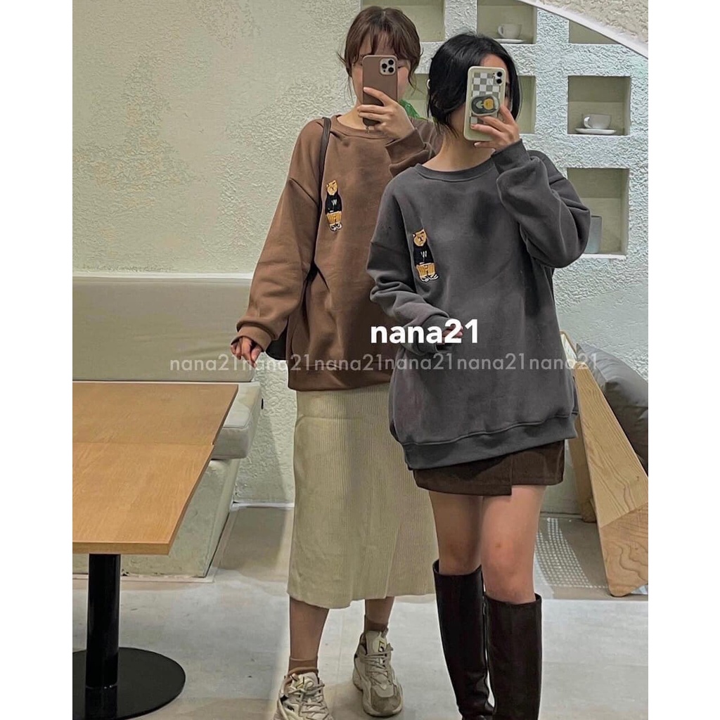 [Có Video + Ảnh Thật] Áo Nữ Sweater Nỉ Gấu Tone Hàn Quốc Siêu Xinh_Chuu House_CH0170