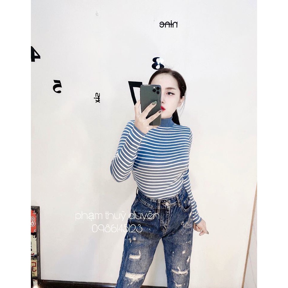 Áo len kẻ body