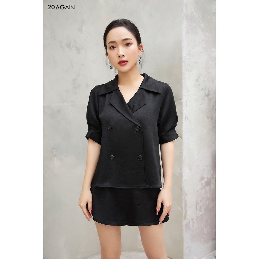 Áo sơ mi nữ công sở 2 hàng khuy 20 Again ASA1107 | BigBuy360 - bigbuy360.vn