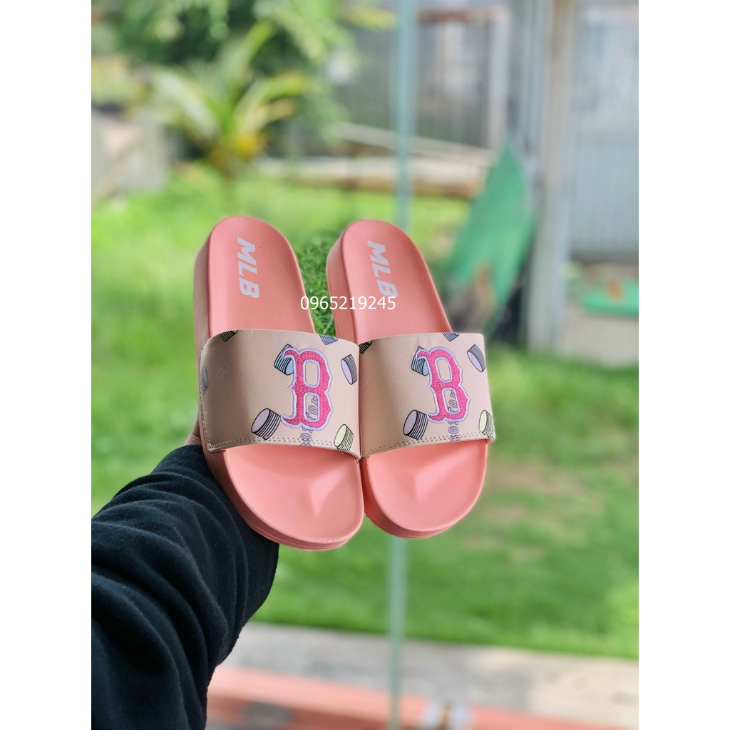 ♥️ Freeship+Hộp ♥️Dép 𝐌𝐋𝐁 nam nữ,dép quai ngang thể thao nam nữ,dép 𝐌𝐋𝐁 thêu nổi chữ B kèm tang mác đầy đủ màu full hồng