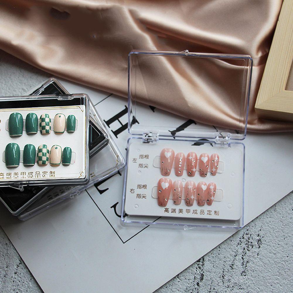 QQMALL 1 Hộp Đựng Trang Sức / Phụ Kiện Trang Trí Móng Tay Nắp Lật Trong Suốt