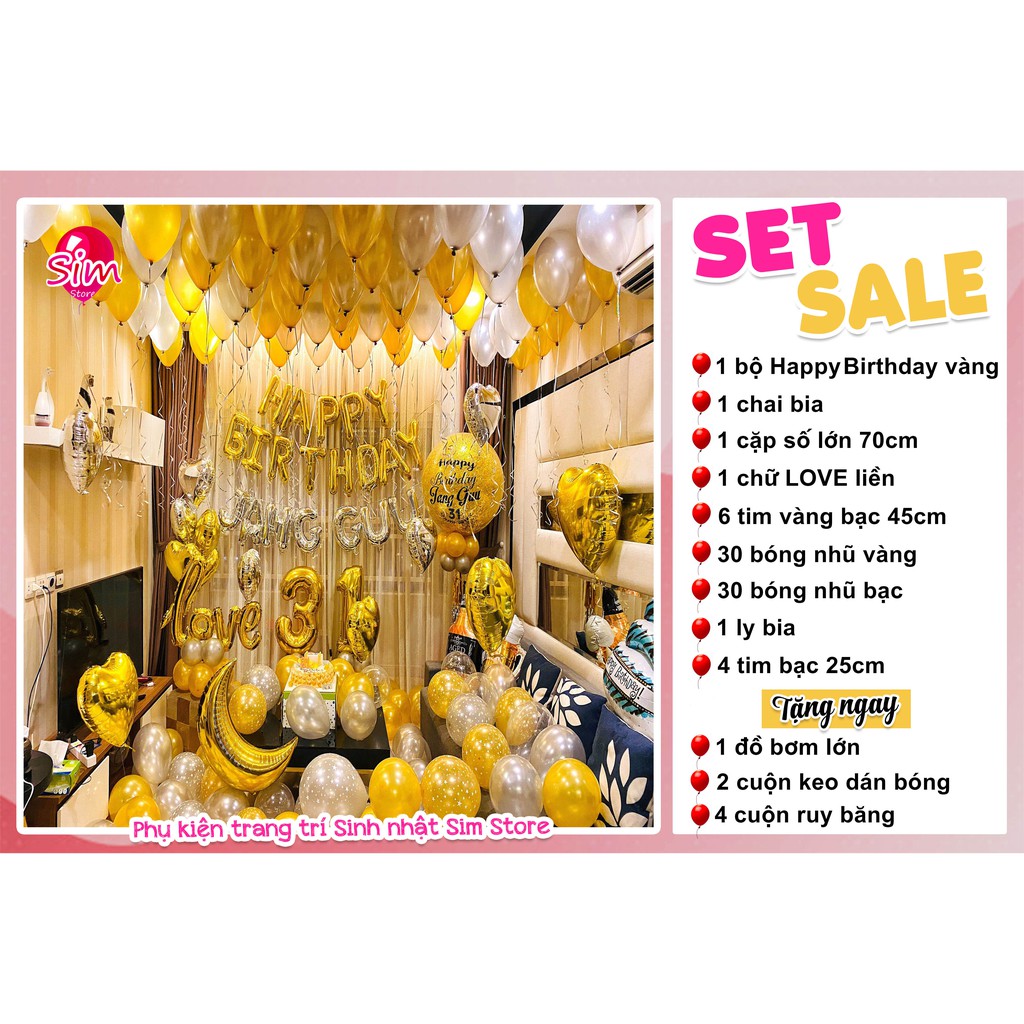 Set bóng trang trí sinh nhật Happy Birthday siêu xinh