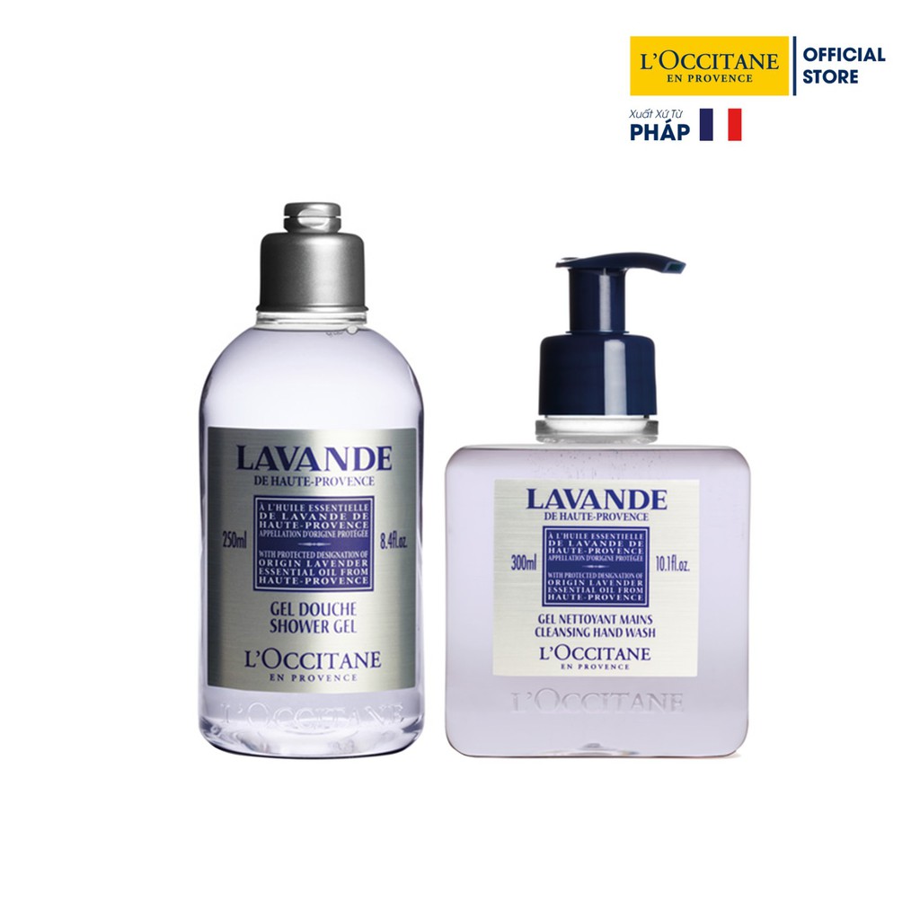 Gel Tắm L'Occitane Hương Hoa Oải Hương 250ml & Gel rửa tay hoa Oải Hương Lavender Cleansing Hand Wash 300ml