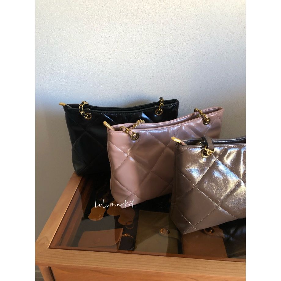 Kết Cấu Da Cừu Giả Cao Cấp!Túi Xách Phối Dây Xích Thiết Kế Cá Tính Thời Trang