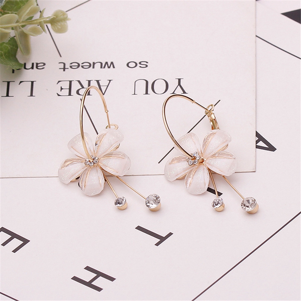 Bông tai hình hoa đính đá sang trọng thời trang phong cách Hàn Quốc