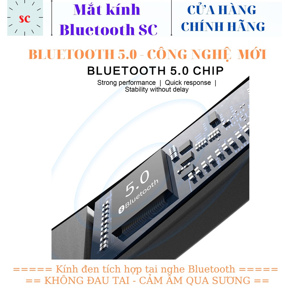 Mắt Kính Nam Thời Trang Tích Hợp Tai Nghe Bluetooth 5.0 Nghe nhạc MP3 - Mắt kính thông minh Bluetooth Không Đau Tai