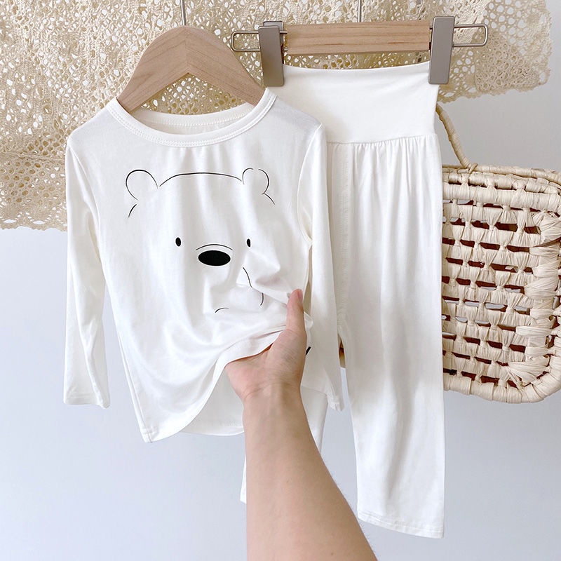 Bộ Đồ Ngủ Pijama Bằng Lụa Lạnh Lưng Cao Tay Dài Thoải Mái Thời Trang Xuân Thu Cho Bé 5