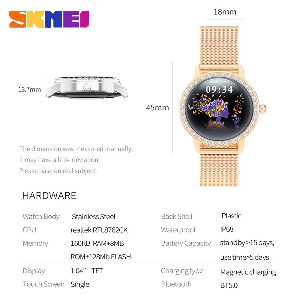 Đồng hồ thông minh nữ SKMEI LW20 2021 chống thấm nước tập thể dục nhịp tim IP68