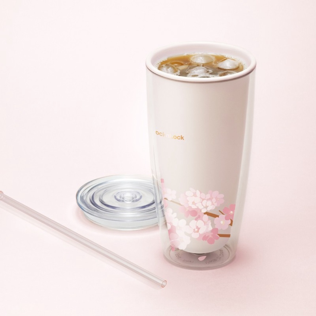 Ly nhựa 2 lớp Lock&Lock Cherry Blossom - kèm ống hút HAP509 750ml | BigBuy360 - bigbuy360.vn