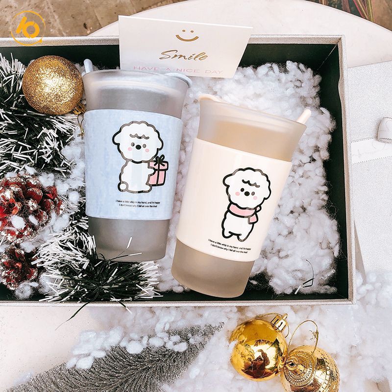 [Mã LIFESPIKE19 giảm 10% đơn 99K] Cốc thủy tinh uống trà, coffee hình cừu dễ thương 400ml - SP004142