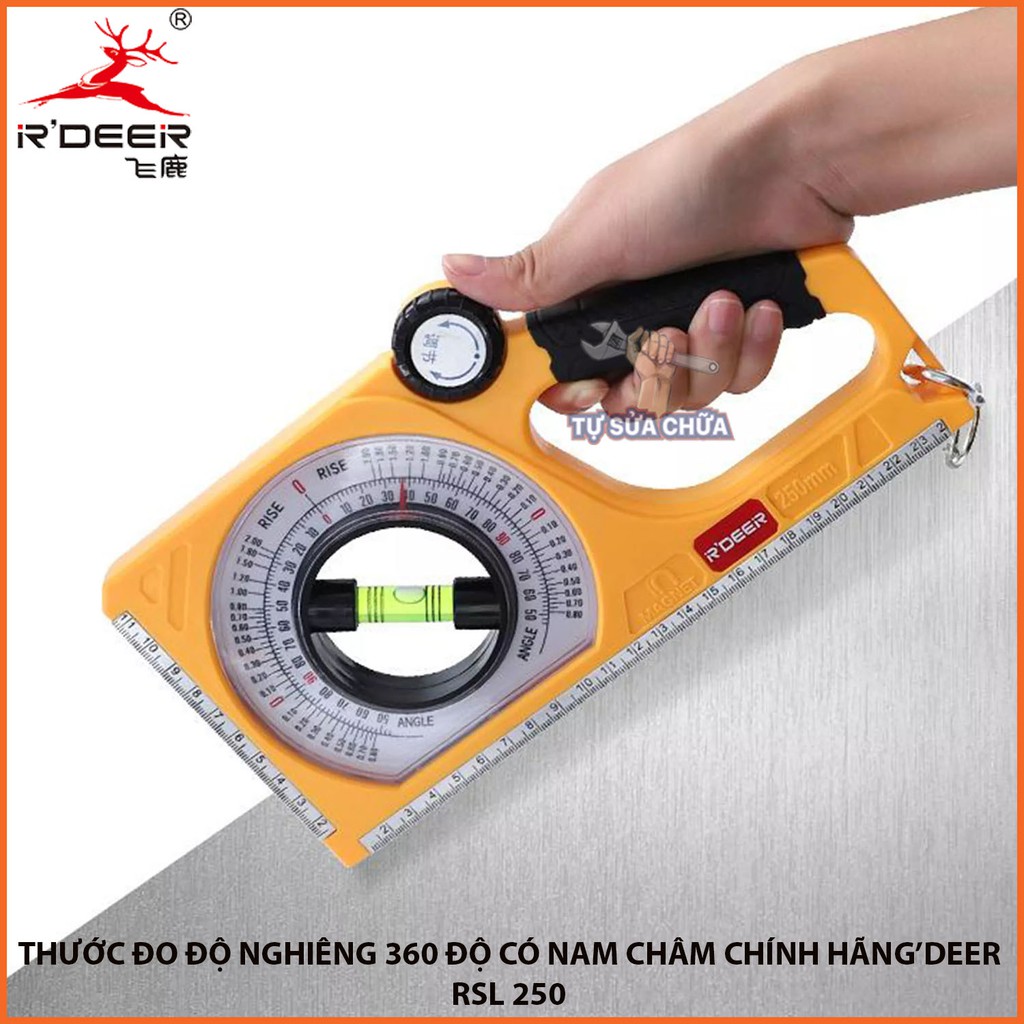 Dụng cụ đo độ nghiêng 360 độ có nivo từ tính mạnh chính hãng R'deer