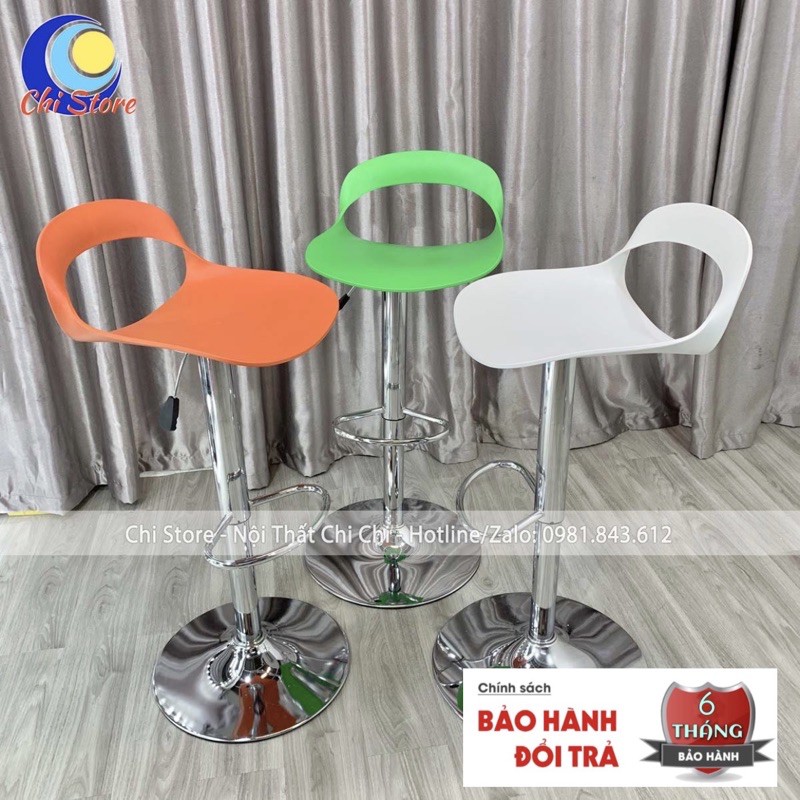 Ghế Trang Điểm, Ghế Live, Ghế Ngồi Quầy Lễ Tân Mẫu Nhựa Khuyết Cách Điệu Xoay 360 Và Điều Chỉnh Độ Cao 60-80cm