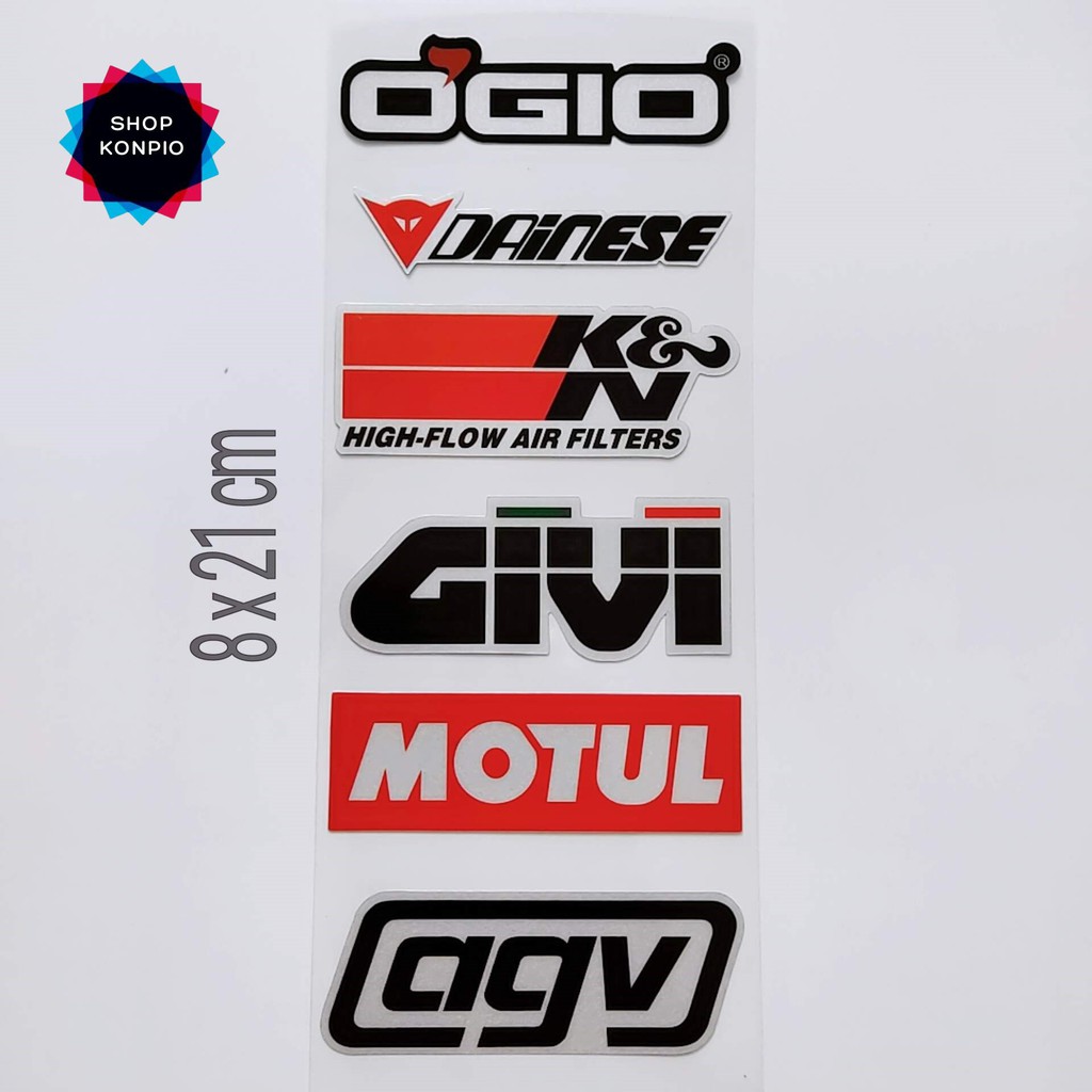 Bộ Tem Sticker Phản Quang Ogio Givi Agv Cao Cấp Dán Xe Máy, Ô Tô, Mũ Bảo Hiểm, Chống Thấm Nước, Chống Bay Màu