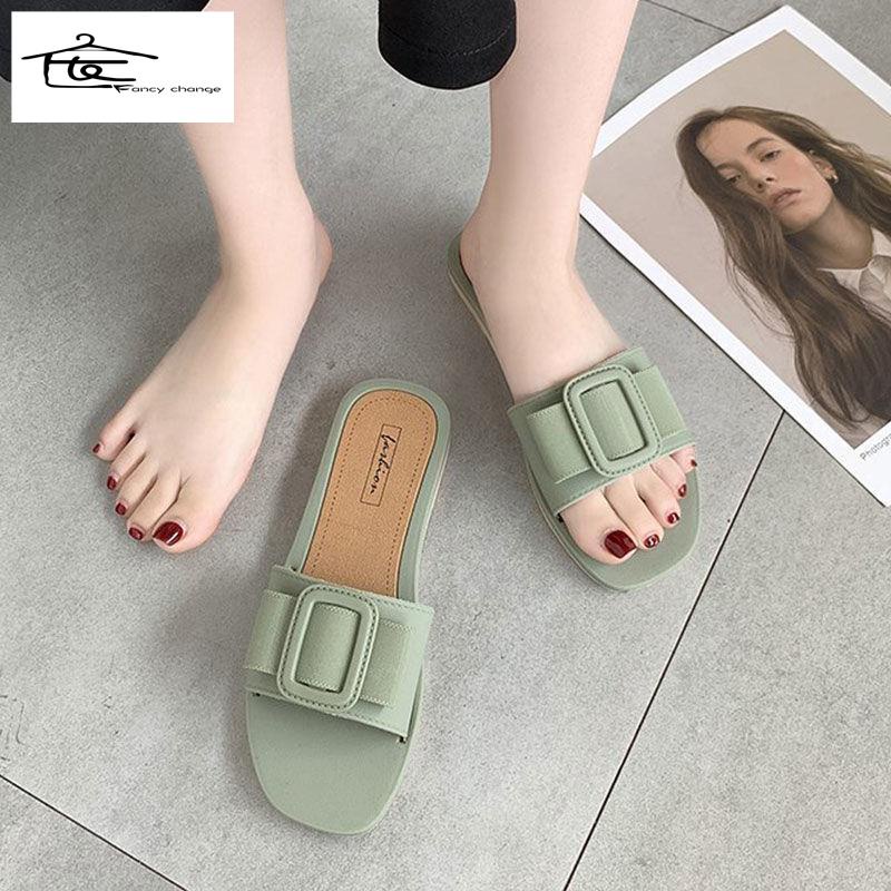 Dép Mùa Hè Có Khóa Vuông Phong Cách Hàn Quốc Thời Trang Cho Nữ