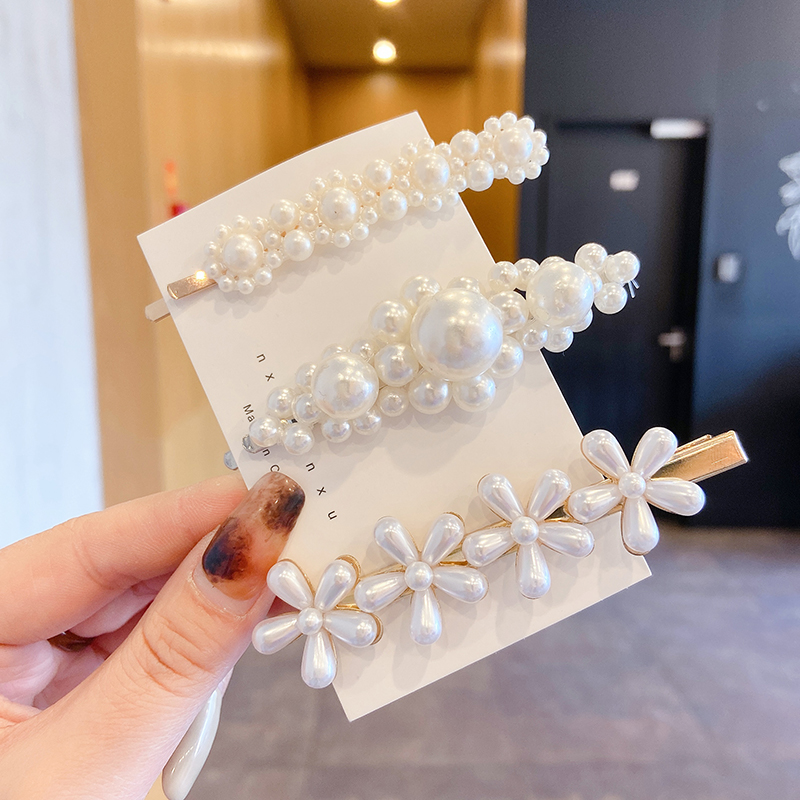 Bộ Kẹp Tóc Đính Ngọc Trai Xinh Xắn Theo Phong Cách Hàn Quốc