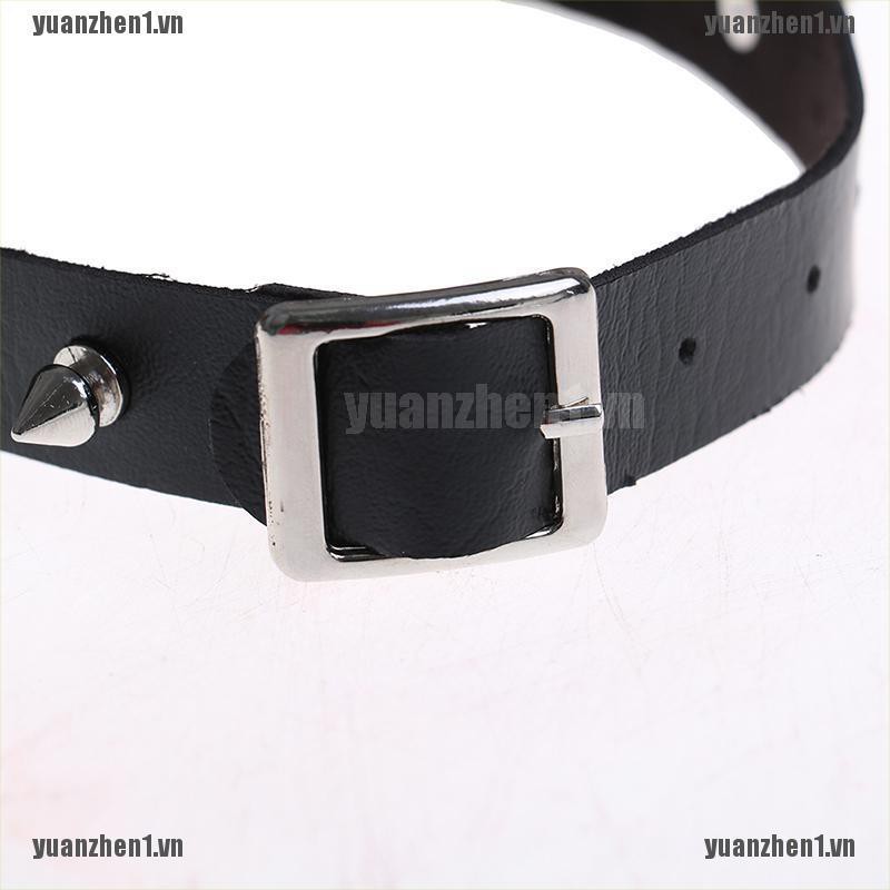 [YUANZHEN1] Vòng Cổ Da Unisex Đính Đinh Tán Hình Trái Tim Phong Cách Punk Gothic