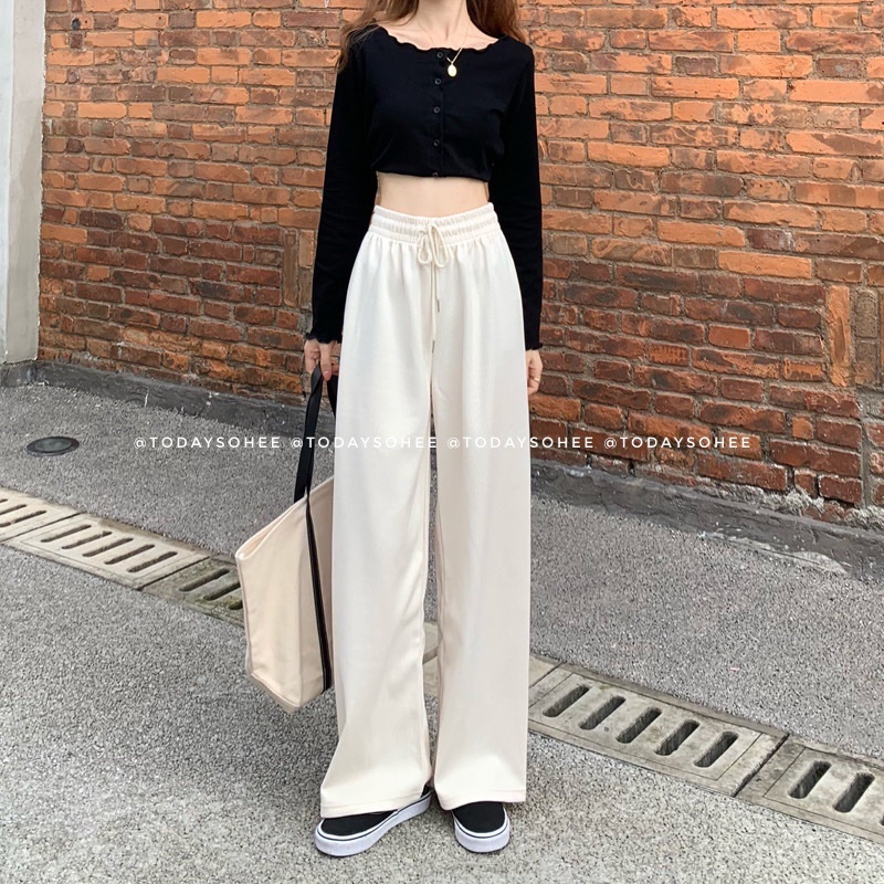 Quần suông thun gân