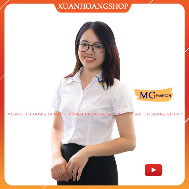 Áo Sơ Mi Nữ Trắng Mc Fashion, Kiểu Dáng Công Sở, Tay Ngắn Cộc A676, Cổ Đức Đẹp, Chất Vải Mát, Co Giãn Nhẹ, Giấu Cúc