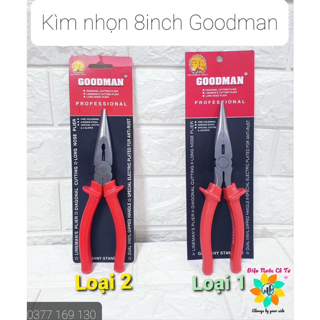 Kìm Điện Mũi Nhọn Cao Cấp 8inch Goodman