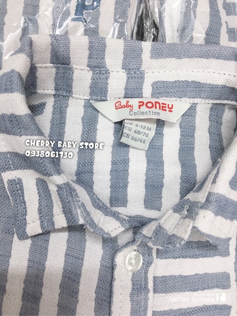 Áo sơ mi tay ngắn sọc kẻ Sleeve shirt PONEY 6m đến 10y