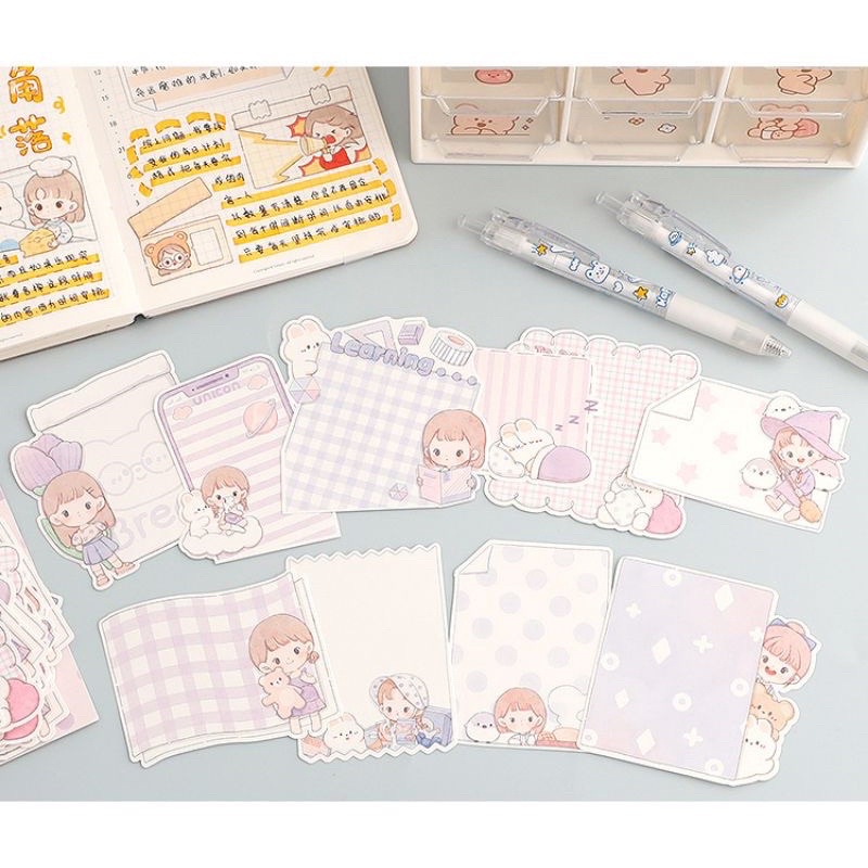 🌱 Set 100 giấy ghi chú không keo hoạ tiết dễ thương - Gói 100 note telado không dính 🌱
