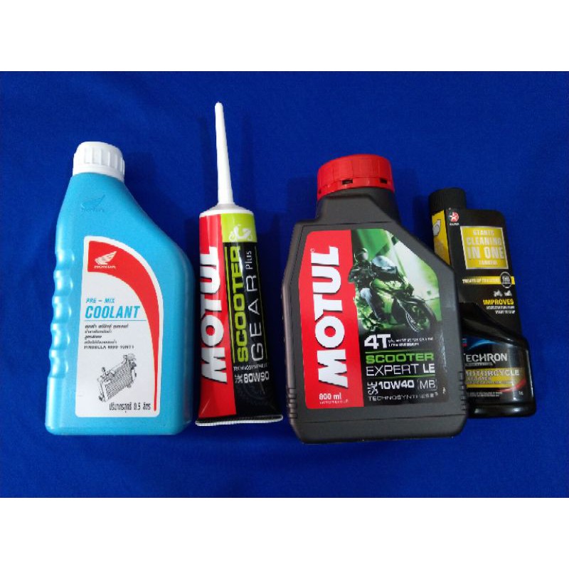 Combo nhớt tay ga motul, dung dịch vệ sinh kim phun xăng, nước mát và nhớt Lap hộp số