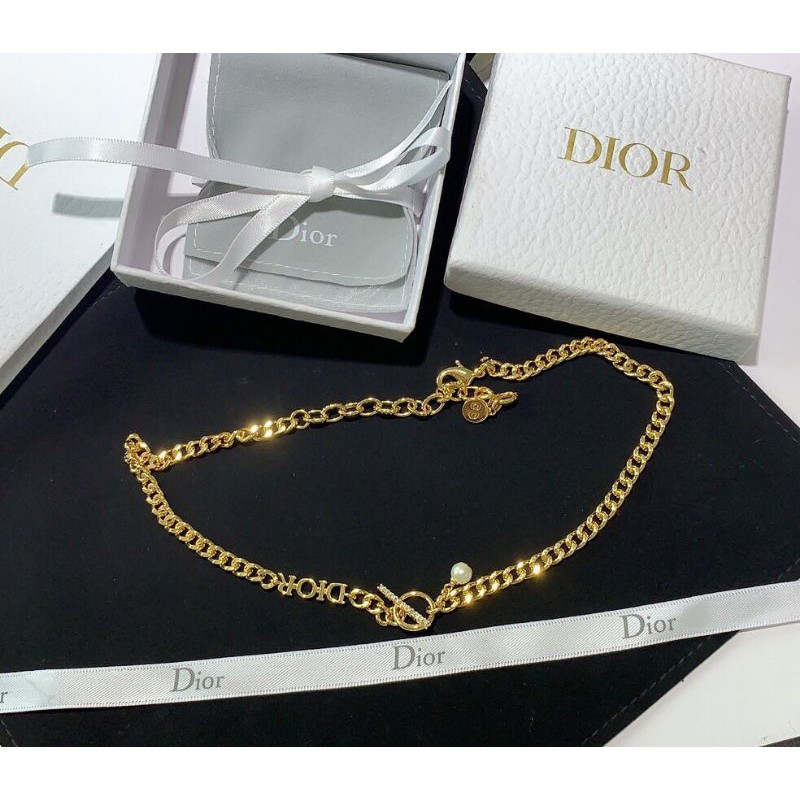 vòng cổ Dior Mạ Vàng 18k Mặt Ngọc Trai