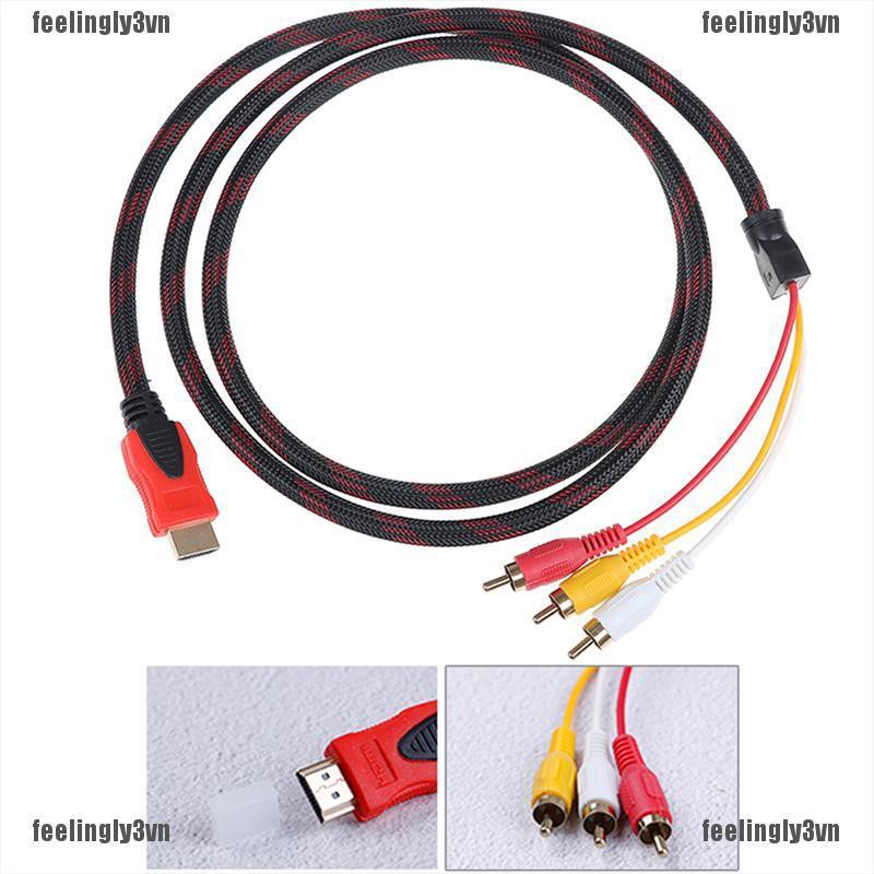 ❤Ada❤ Cáp ChuyểN ĐổI Âm Thanh Mạ VàNg Từ HDMI Sang 3RCA AV 1.5M