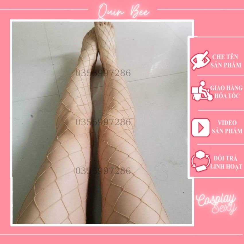 Quần Tất Lưới Màu Da Mắt Nhỏ Trung To Co Giãn Tốt - Vớ Quần Màu Da Đủ Cỡ Lưới - QUIN BEE