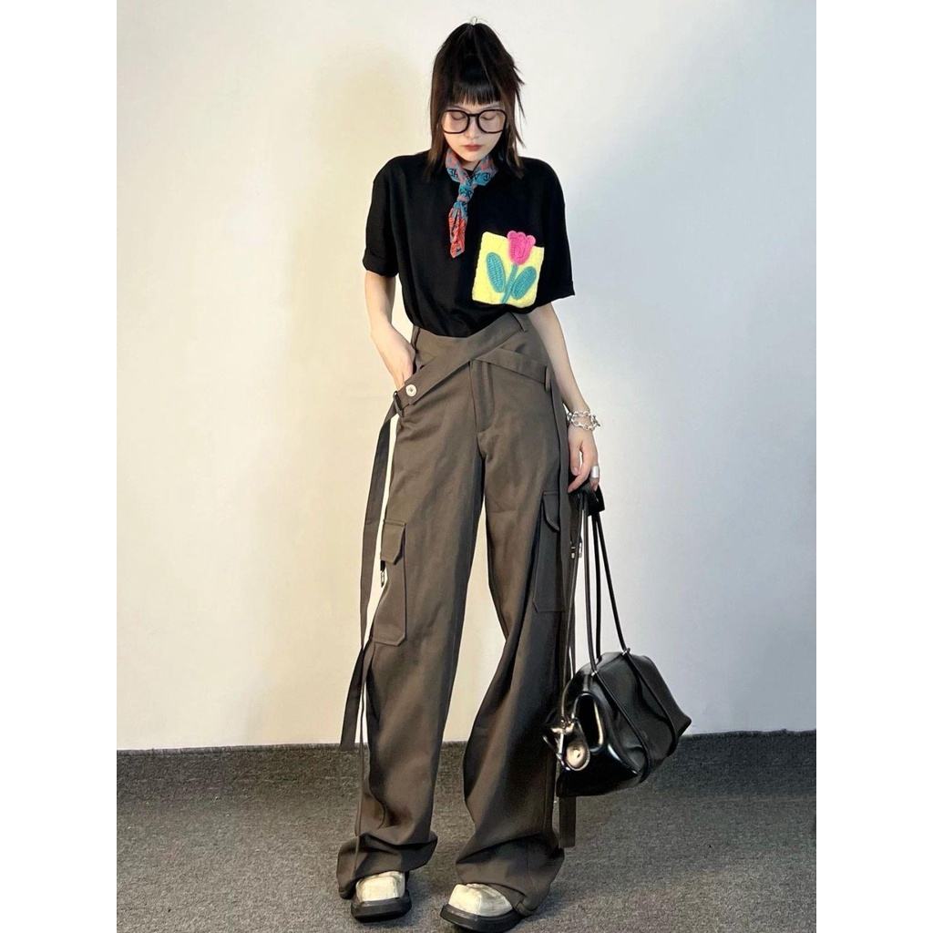 Quần Yếm Lưng Cao Dáng Rộng Phong Cách Retro Mỹ Thời Trang Mùa Hè Cho Nữ