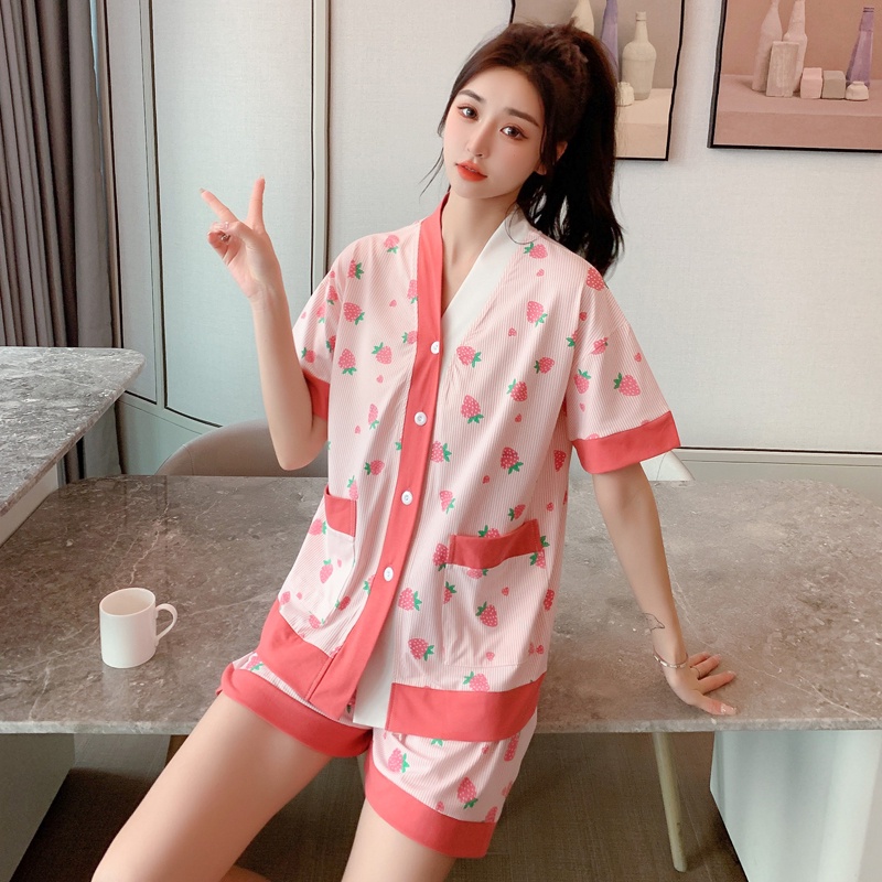 Bộ Đồ Ngủ Cotton Ngắn Tay Plus Size M-3 Họa Tiết Hoạt Hình Cho Nữ