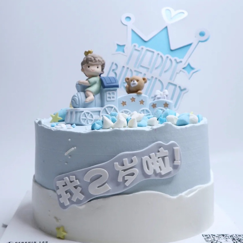 Trang Trí Bánh Kem Hình Xe Lửa Hoàng Tử Bé Hoạt Hình Dễ Thương Dành Cho Bé Trai Và Bé Gái
