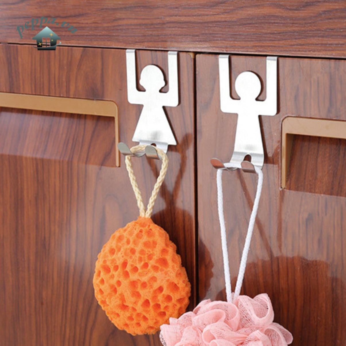 2Pcs/Set Stainless Steel Cartoon Character Shape Back Door Clothes Hat Hooks