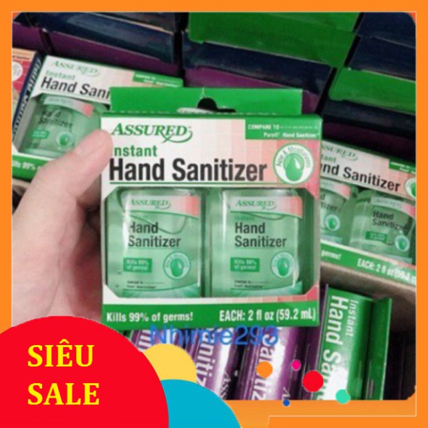 SIÊU RẺ SIÊU RẺ Gel rửa tay khô Assured Instant Hand Sanitizer diệt khuẩn 99% USA minisize SIÊU RẺ SIÊU RẺ