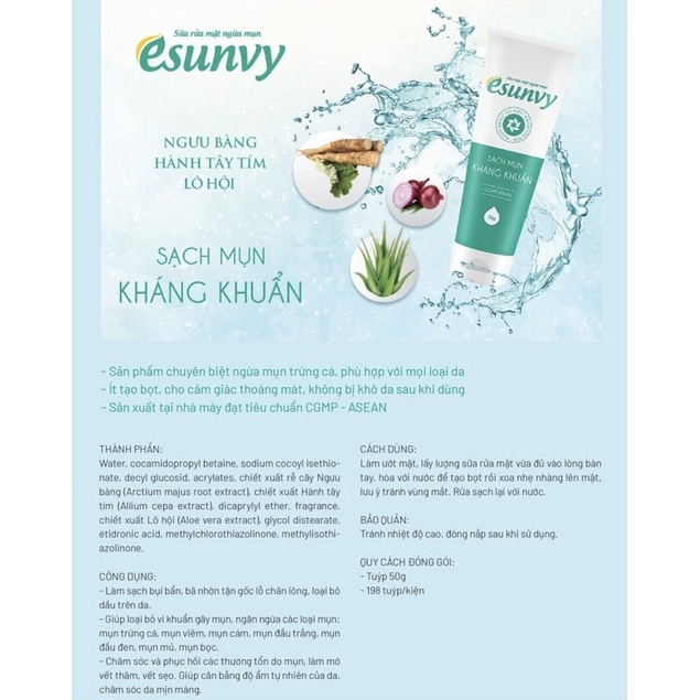 ESUNVY - viên uống kem sữa rửa mặt