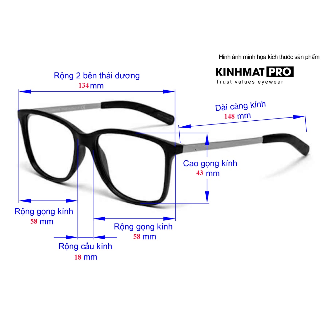 Gọng kính cận nam nữ Blessed one B3053 gọng kính Titan cao cấp Kính mắt Pro