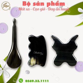 COMBO 3 sản phẩm massa/day,ấn huyệt/cạo gió bằng sừng VIETHORN chăm sóc cơ thể toàn diện.