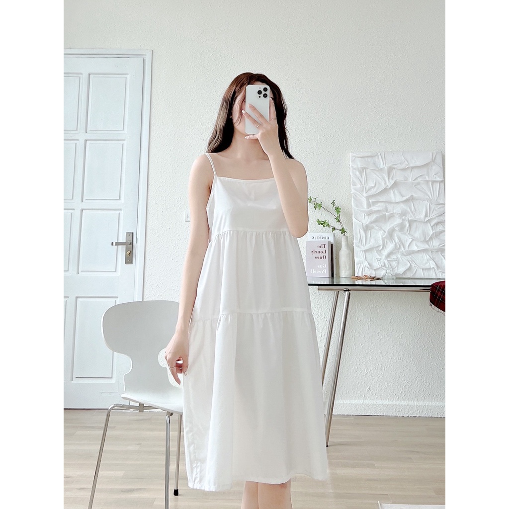 Váy 2 dây dáng dài suông Maxi ulzzang dự tiệc đi chơi mặc nhà chất vải đũi LAVILO Đ01