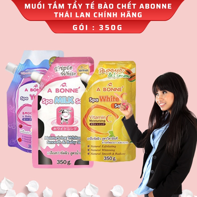 Muối tắm tẩy tế bào chết sữa bò abonne - tẩy tế bào chết body và da mặt thái lan hương sữa tươi 350g