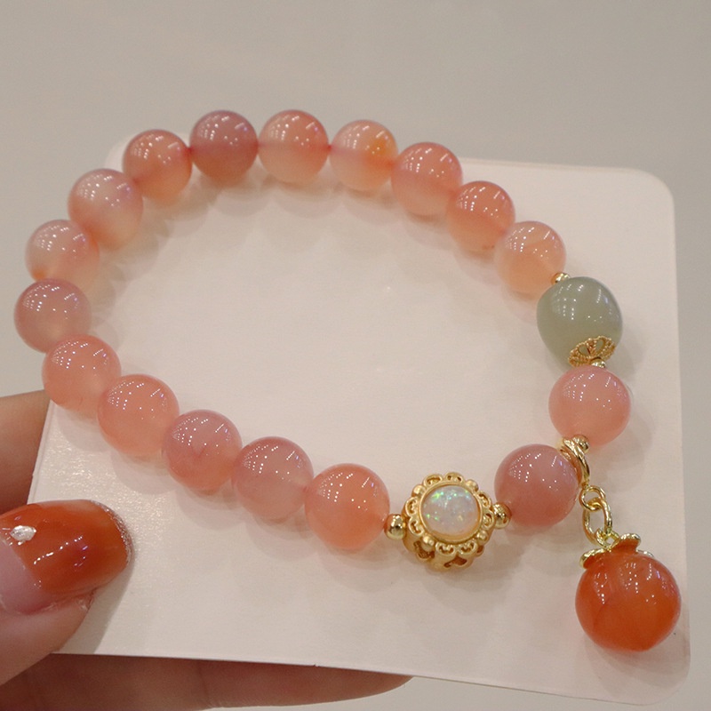 [Hàng Mới] Vòng Đeo Tay Mặt Đá Muối Biển Mã Não Ngọt Ngào Cho Nữ