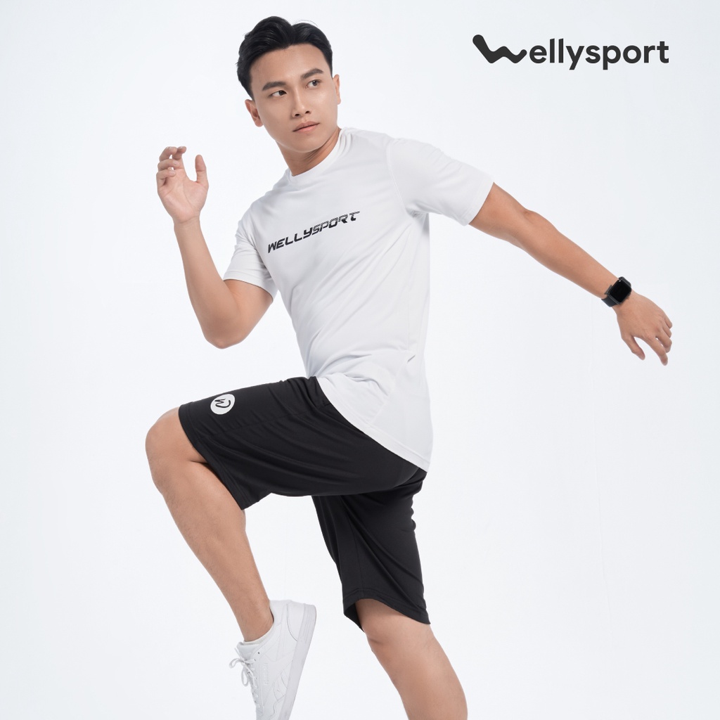 Áo Thun Thể Thao Nam Cao Cấp, Welly Sport, chất liệu thun poly co giãn 4 chiều thoáng khí, Màu trắng, Mã ANCGN008